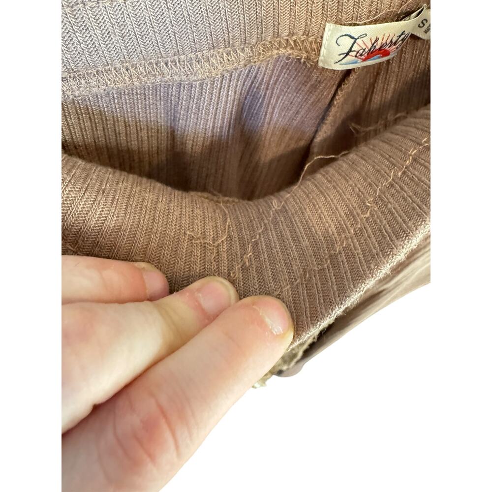 FAHERTY Roscoe Legend Rib Wide Leg Pants Sz Small Loungewear Cozy Light Brownie - Picture 5 of 12